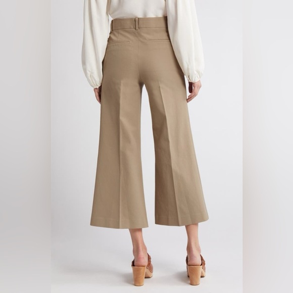 Frame Le Palazzo High Waist Crop Pants Beige Tan Sz 14 Neutral Closet Staple - Picture 9 of 11